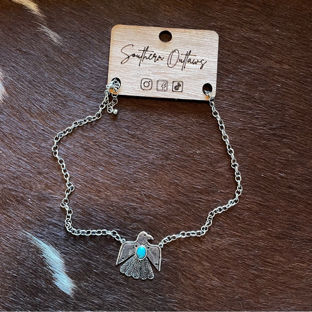 Faux Turquoise Thunderbird Necklace